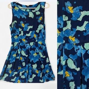 Charming Charlie Blue Floral Fit & Flare Mini Dress Size M
